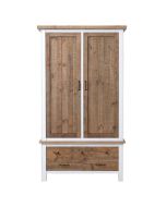 Armoire penderie 2 portes en bois recyclé blanc - Rivages
