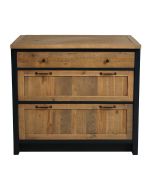 Casserolier 3 tiroirs en bois recyclé bleu navy - Rivages