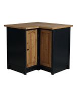 Meuble de cuisine bas d’angle en bois recyclé bleu navy - Rivages