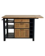 Îlot central en bois recyclé bleu navy - Rivages