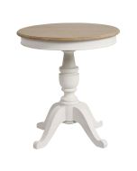 Guéridon blanc en pin massif et plateau en frêne massif - Manoir