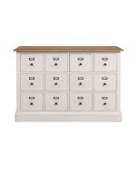 Buffet blanc 12 tiroirs en pin massif et plateau en frêne massif - Manoir