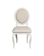 Chaise médaillon blanche en hévéa et tissu - Manoir