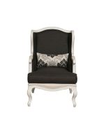 Fauteuil bergère en frêne et tissu noir cendré - Césarine