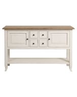 Console d'entrée blanche en pin massif et plateau en frêne massif - Manoir