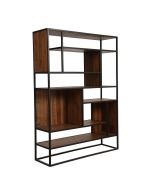 Bibliothèque à cases industrielle en bois recyclé et métal - Manufacture