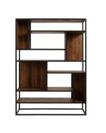 Bibliothèque à cases industrielle en bois recyclé et métal - Manufacture