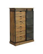 Commode 6 tiroirs avec porte vitrée en bois recyclé et métal - Manufacture