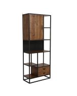 Etagère haute industrielle en bois recyclé et métal - Manufacture