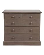 Commode 5 tiroirs en épicéa massif brun fumé grisé - Natural