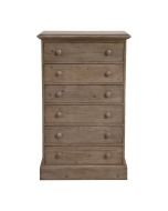 Commode chiffonnier 6 tiroirs en épicéa brun fumé grisé - Natural