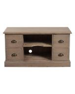 Meuble TV avec rangements en épicéa brun fumé grisé - Natural