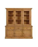 Buffet vaisselier 3 portes vitrées en épicéa naturel ciré - Natural