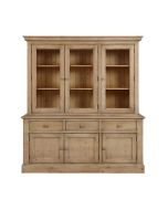 Buffet vaisselier 3 portes vitrées en épicéa naturel cendré - Natural