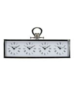 Horloge 4 cadrants en métal chromé à poser