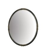 Miroir ovale en métal noir vieilli