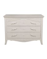 Commode 3 tiroirs sable rechampis blanc L125 cm - Lubéron