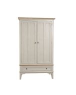 Armoire penderie 2 portes en pin gris plume vieilli et plateau en frêne massif - Esquisse