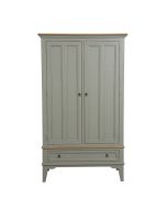 Armoire penderie grise 2 portes en pin massif et moulures en frêne massif - Esquisse