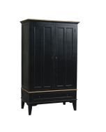 Armoire penderie noire 2 portes en pin massif et moulures en frêne massif - Esquisse