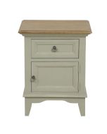 Table de chevet grise 1 porte 1 tiroir en pin et plateau en frêne massif - Esquisse