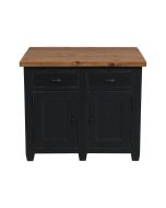 Buffet bas de cuisine 2 portes en pin noir graphite - Brocante