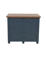 Buffet bas de cuisine 2 portes en pin bleu grisé - Brocante