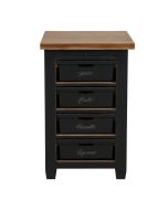 Meuble bas de cuisine 4 bacs en pin noir graphite - Brocante