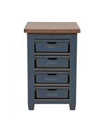 Meuble bas de cuisine 4 bacs en pin bleu grisé - Brocante