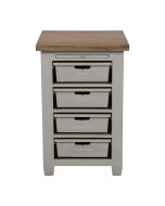 Meuble bas de cuisine 4 bacs en pin gris perle - Brocante