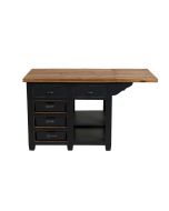 Ilot central de cuisine en pin massif noir graphite - Brocante