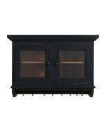 Meuble haut de cuisine portes vitrées en pin noir graphite - Brocante