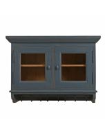 Meuble haut de cuisine portes vitrées en pin bleu grisé - Brocante