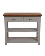 Console grise 2 tiroirs en pin massif - Brocante