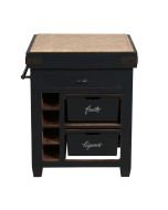 Billot cuisine en pin massif noir graphite - Brocante