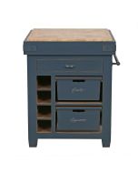 Billot cuisine en pin massif bleu grisé - Brocante