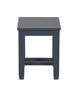 Tabouret bas en pin massif bleu - Brocante