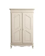 Armoire penderie 2 portes en pin massif blanc vieilli - Château