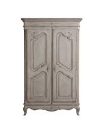 Armoire penderie 2 portes en pin massif gris argenté - Château
