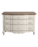 Commode 3 tiroirs en pin massif blanc vieilli - Château