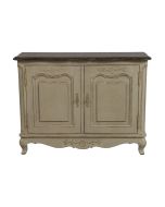 Buffet bas 2 portes en pin grège vieilli - Château