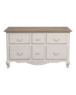 Commode blanche 6 tiroirs en pin massif - Château