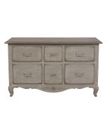 Commode 6 tiroirs en pin gris argenté L142 cm - Château