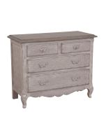 Commode 4 tiroirs en pin gris argenté L106 cm - Château