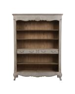 Bibliothèque 2 tiroirs en pin gris argenté - Château