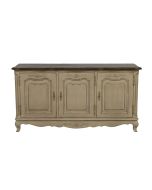 Buffet bas 3 portes en pin grège vieilli - Château