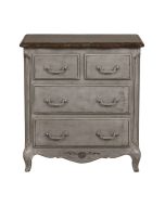 Commode 4 tiroirs en pin gris argenté L77 cm - Château