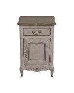 Table de chevet 1 porte 1 tiroir en pin gris argenté - Château