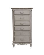 Commode chiffonnier 6 tiroirs en pin gris argenté - Château