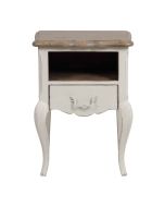 Table de chevet 1 tiroir en pin blanc vieilli - Château